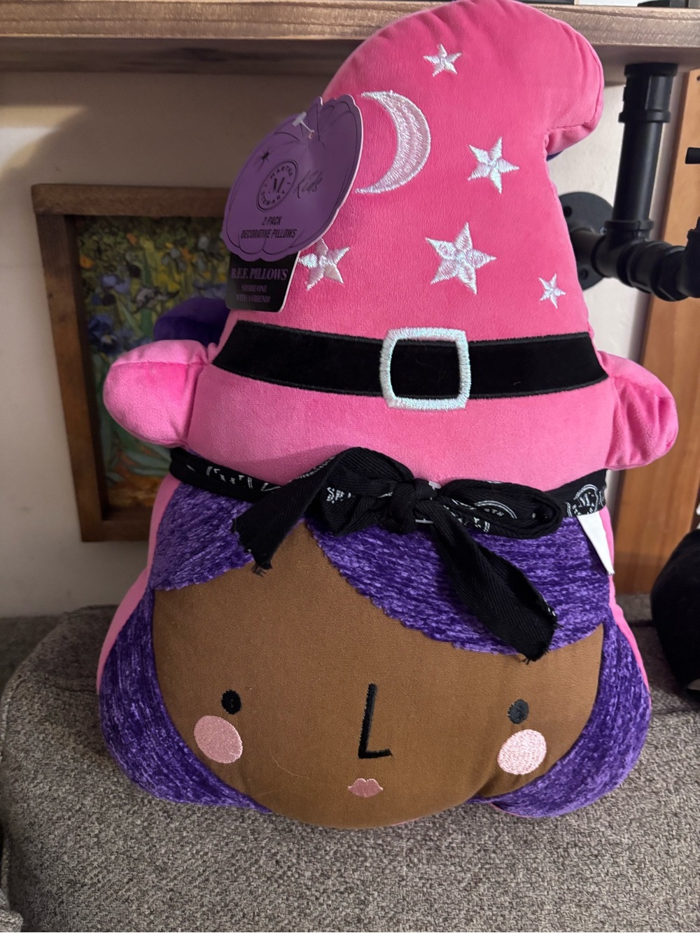 Martha Stewart Pink & Purple Plush Witch Dolls Pillow set